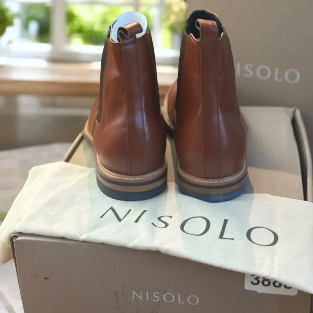Nisolo All‑Weather Collection Leather Chelsea Boot Men 12.5 Brandy Waterproof